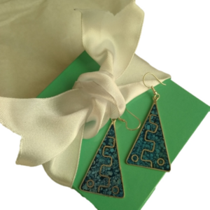 Alpaca Silver Crushed Stone Triangle Earrings
